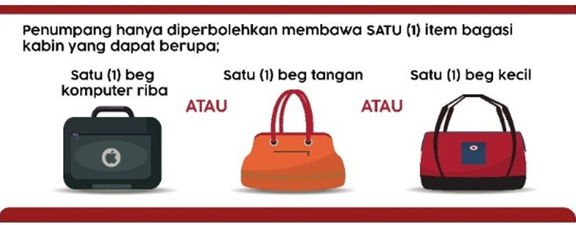 Ini tiga jenis bagasi kabin yang dibenarkan dibawa masuk ke dalam kabin AirAsia. 
