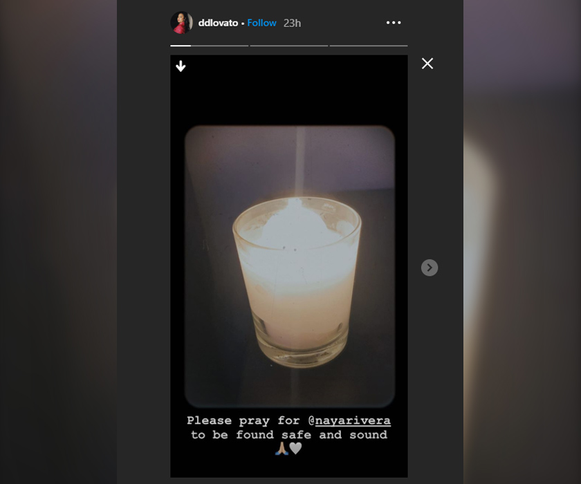 Demi Lovato mengajak peminatnya untuk mendoakan keselamatan Naya Rivera