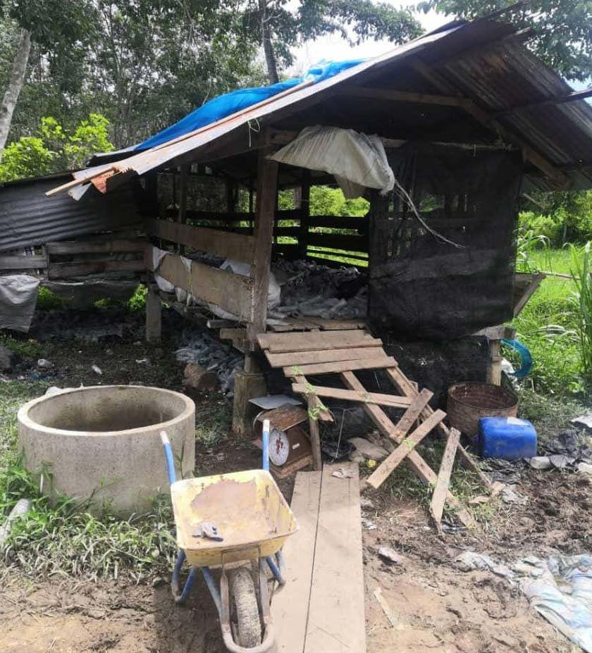 Pasukan risikan dan anggota pasukan itu mengesan kandang kambing yang kelihatan mencurigakan.