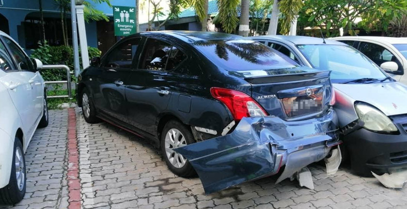 Suspek ketika itu dalam perjalanan ke kedai runcit bagaimanapun suspek dipercayai terlajak ketika cuba membuat pusingan U. - Foto PDRM