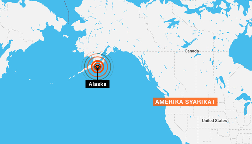 Gempa bumi kuat berukuran 7.8 magnitud melanda kawasan perairan selatan Alaska
