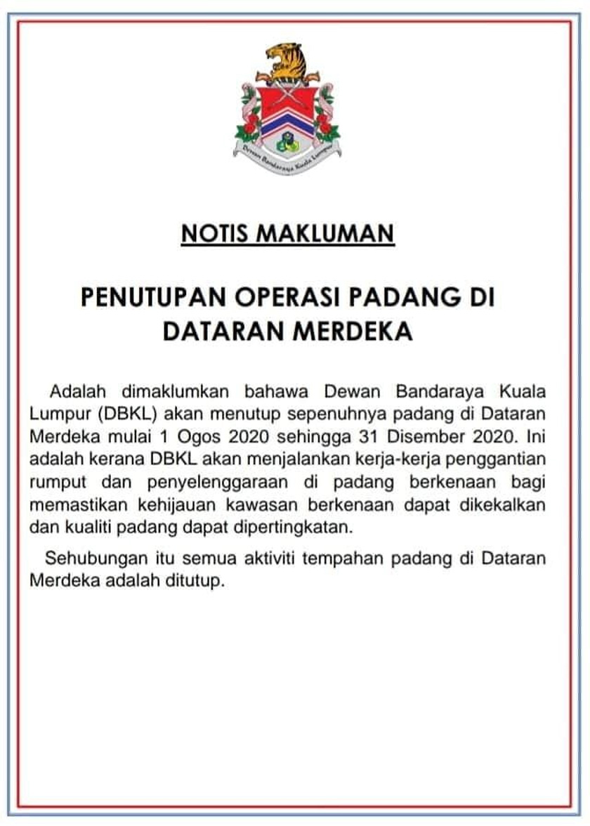 Notis pemberitahuan DBKL