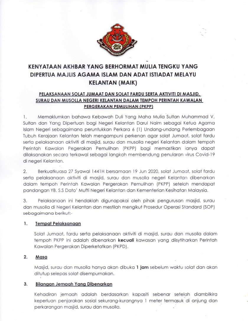 Kenyataan media MAIK