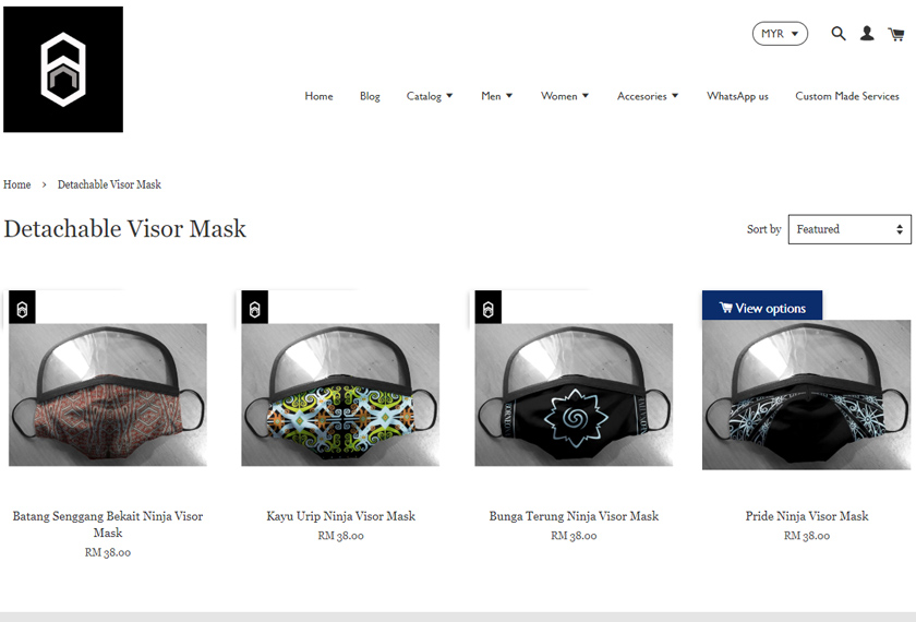 Variasi reka bentuk dan corak yang dijual oleh BORNEONATIVE melalui platform digitalnya. -Gambar Astro AWANI