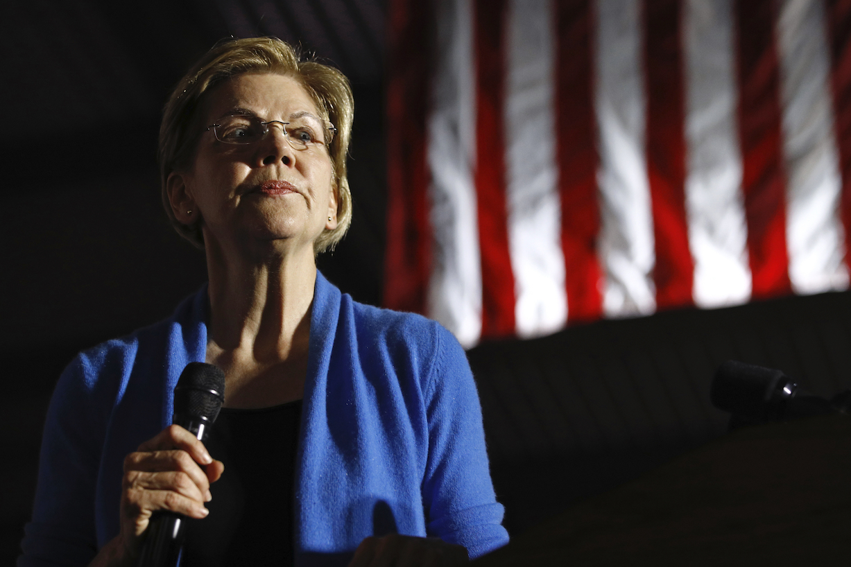 Democratic presidential candidate Sen. Elizabeth Warren, D-Mass., speaks during a primary election night rally, Tuesday, March 3, 2020, at Eastern Market in Detroit. (AP Photo/Patrick Semansky)
