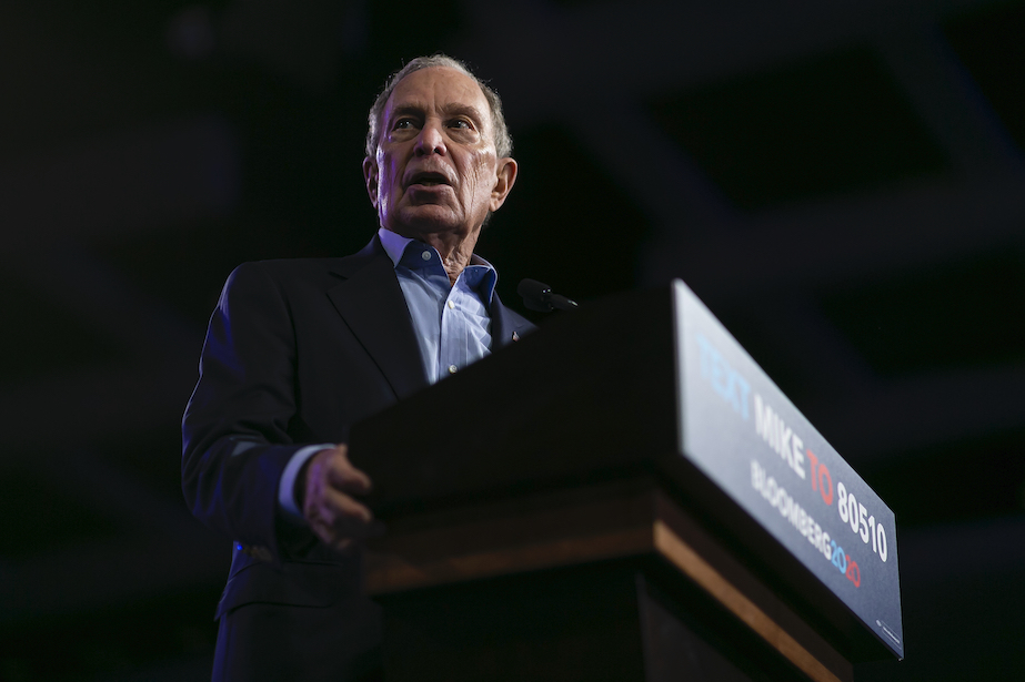Democratic presidential candidate Mike Bloomberg speaks during a campaign rally at the Palm Beach County Convention Center in West Palm Beach, Fla., Tuesday, March 3, 2020. (Matias J. Ocner/Miami Herald via AP)