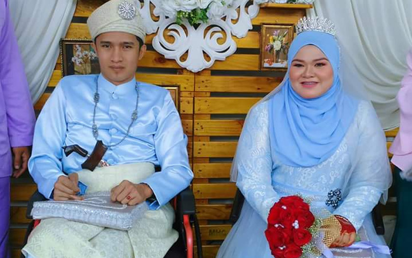 Norazlina bertemu jodoh dengan jejaka pilihan hati, Nazrin Md Zin yang juga pesakit saraf tunjang (Tetraplegia)