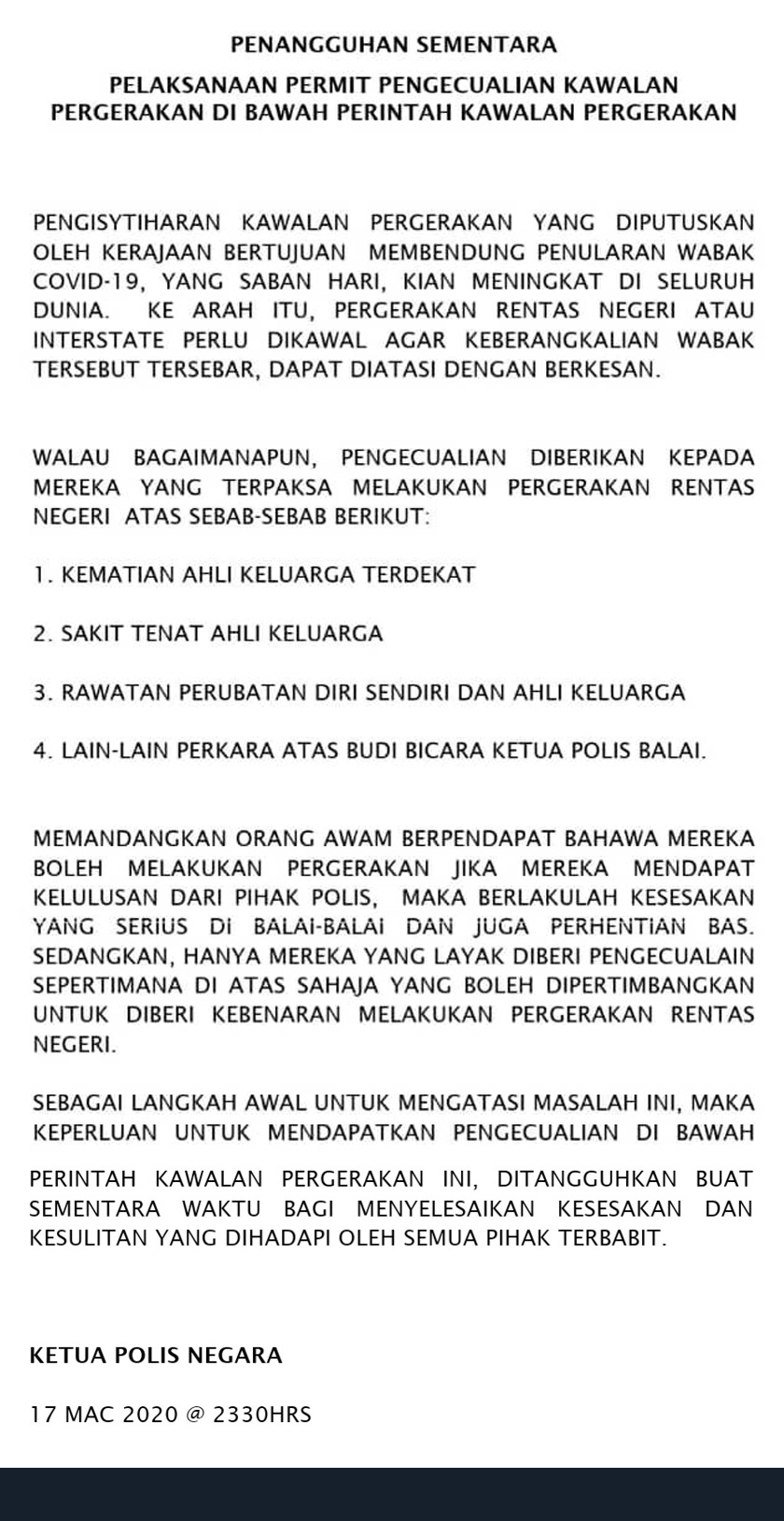 Kenyataan daripada Ketua Polis Negara, Tan Sri Abdul Hamid Bador. 