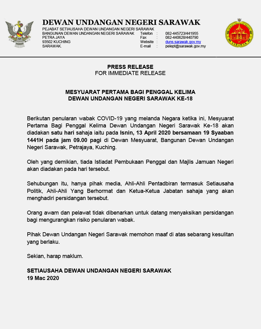 Kenyataan media DUN Sarawak.