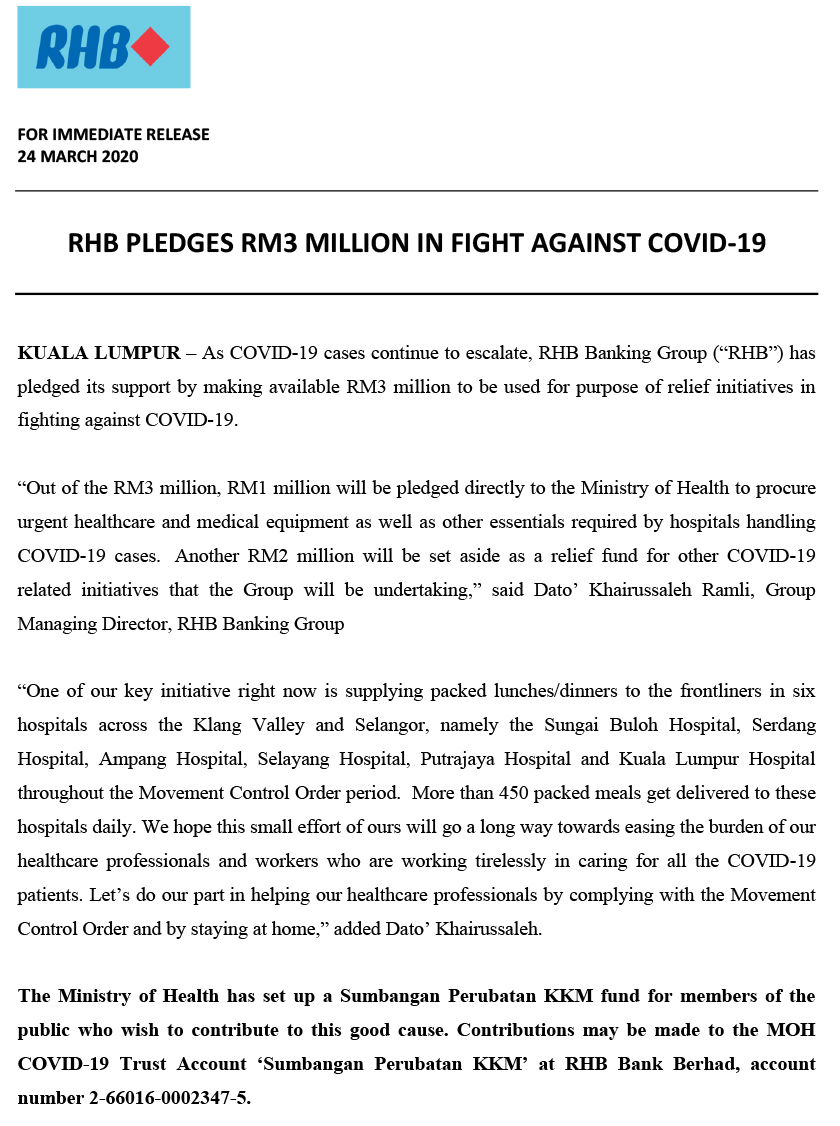 Kenyataan media RHB Banking Group.