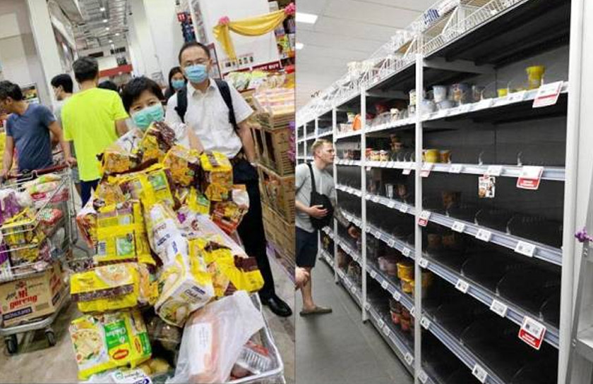 Pasaraya di Johor jadi mangsa akibat pembelian 'panik’ warga Singapura. - Foto Sinar