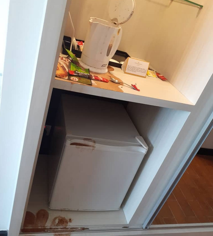 Antara kekotoran yang disebabkan suspek. -Gambar Ihsan hotel