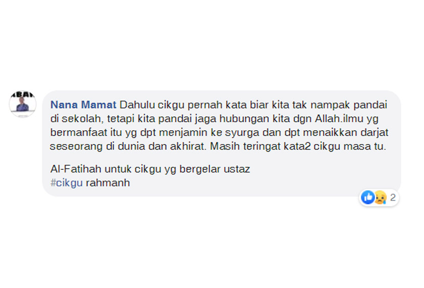 Perkongsian pengguna Facebook Nana Mamat