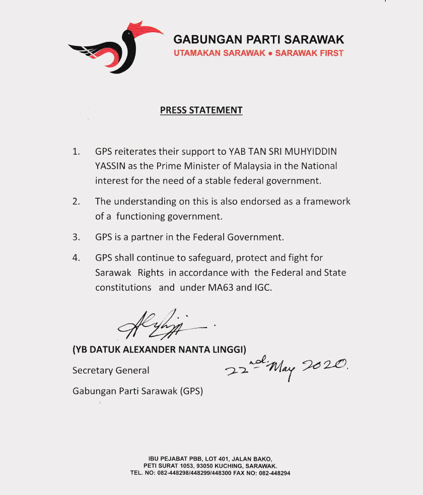 GPS akan terus melindungi dan memperjuangkan hak Sarawak seperti yang termaktub dalam Perlembangaan Persekutuan dan Perjanjian Malaysia 1963 juga Inter-Governmental Committee (IGC).