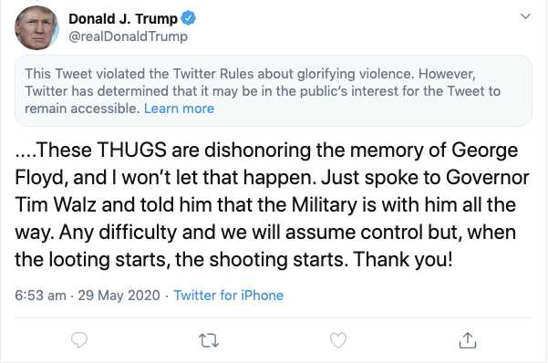 A screenshot of a tweet by U.S President Donald Trump posted on May 29, 2020 -Twitter/@realDonaldTrump via REUTERS