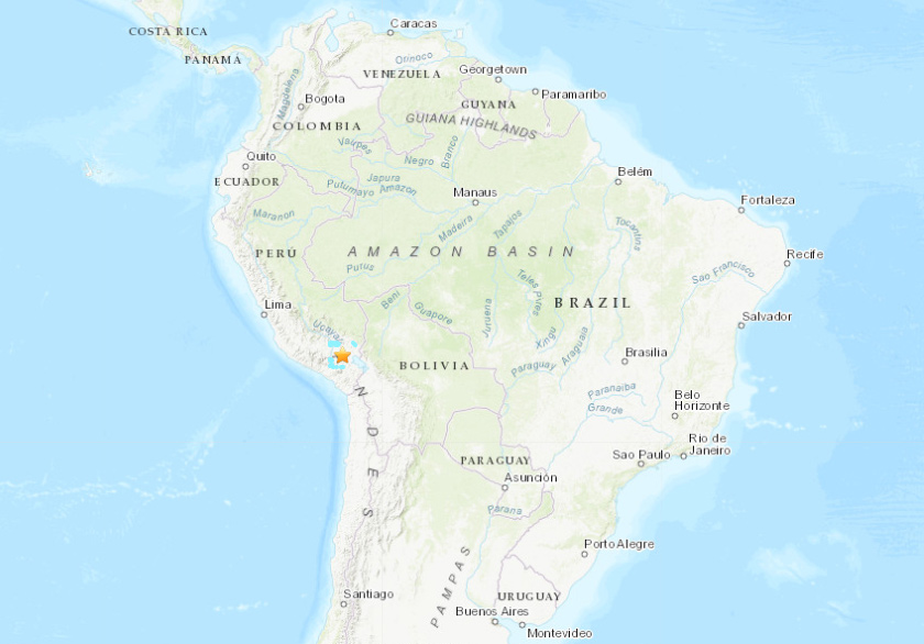 Gempa pada kedalaman 144 km itu dikesan 28 km dari bandar Lampa, Peru.