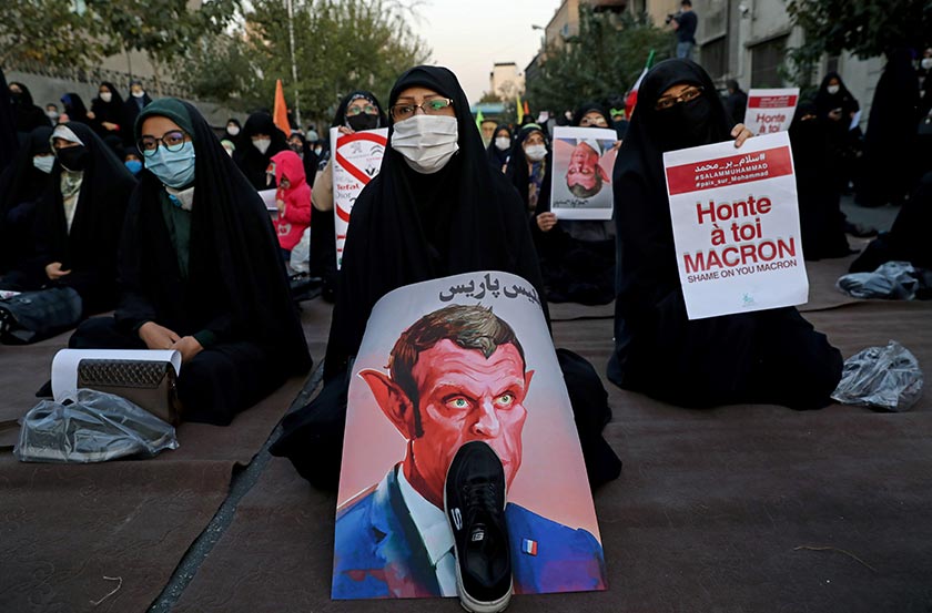 Iranian gather to protest against the publications of a cartoon of Prophet Mohammad – REUTERS 