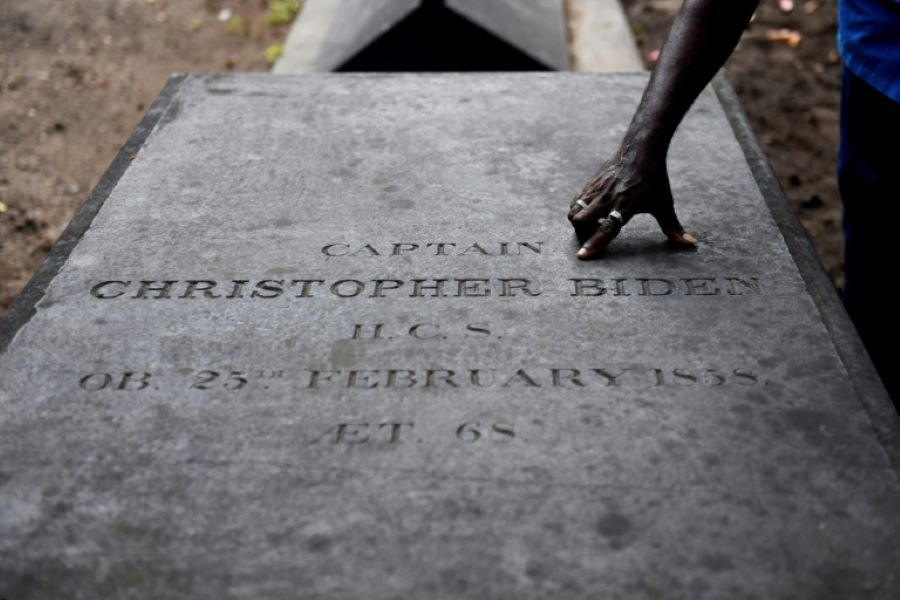 The grave of Christopher Biden, a potential ancestor of US President-elect Joe Biden, in Chennai  - Arun SANKAR/AFP