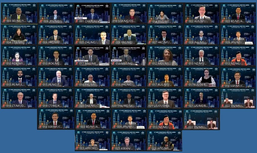 Mohamed Azmin mempengerusikan Mesyuarat Menteri-Menteri APEC yang turut diadakan secara maya melibatkan kesemua menteri dari 21 ekonomi APEC, pemerhati dan agensi pelaksana antarabangsa. - Foto Sekretariat APEC 2020 