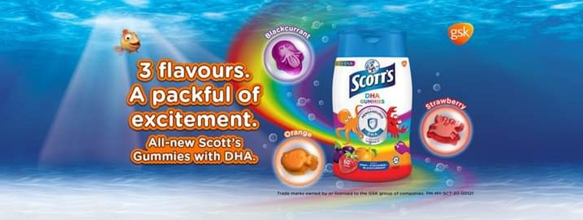 Scott's menyokong imuniti,pertumbuhan dan perkembangan anak-anak dengan DHA dan vitamin D.