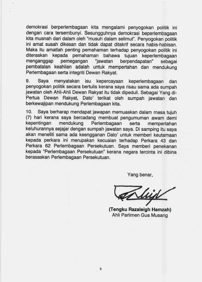 Surat Tengku Razaleigh