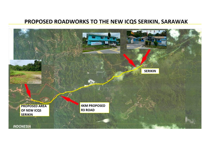 Lokasi projek pembinaan ICQS Serikin, Bau.