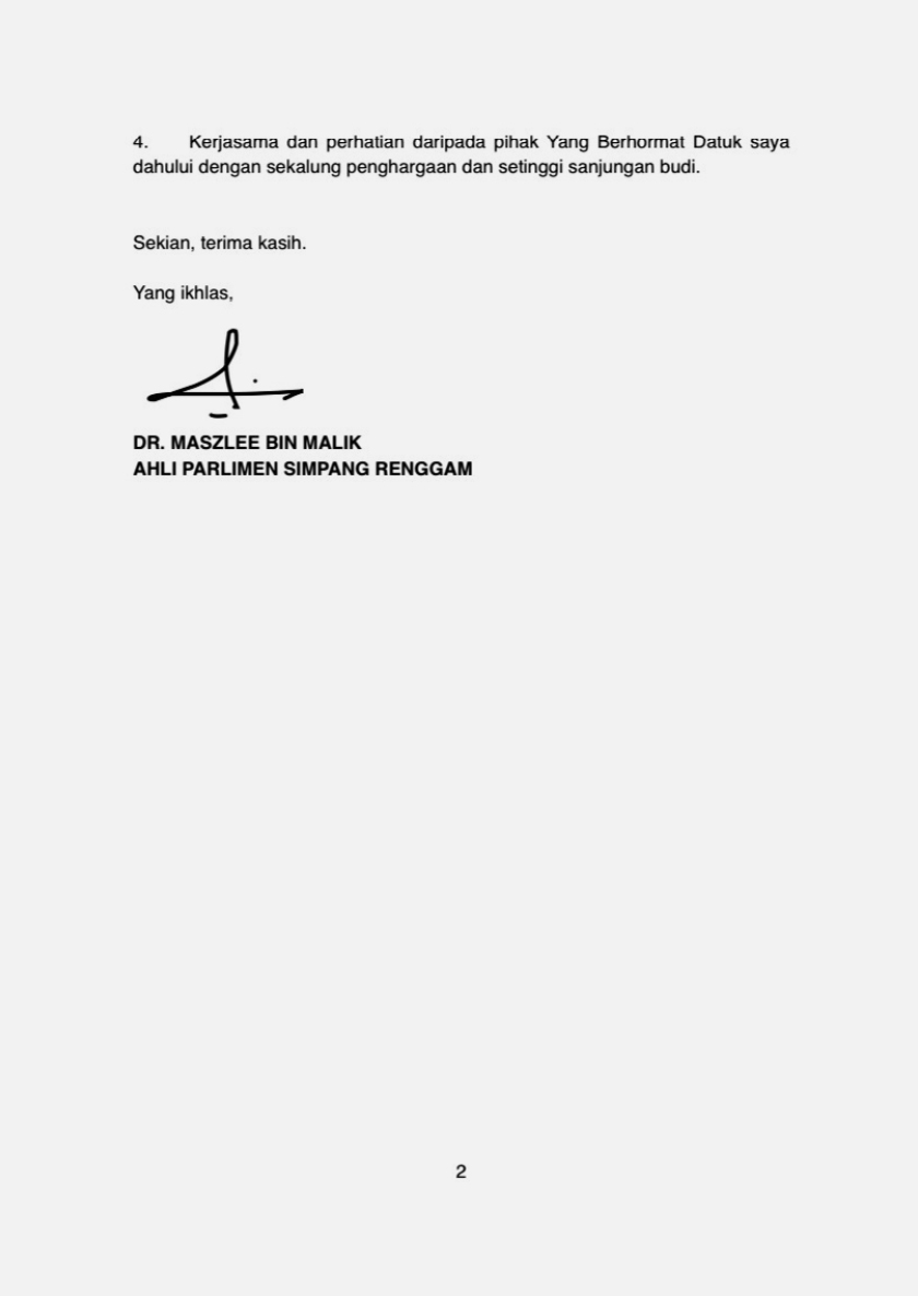 Maszlee hantar satu usul di bawah peraturan 90 (2) telah dihantar untuk menggantung sementara kuat kuasa Peraturan 15 (1)