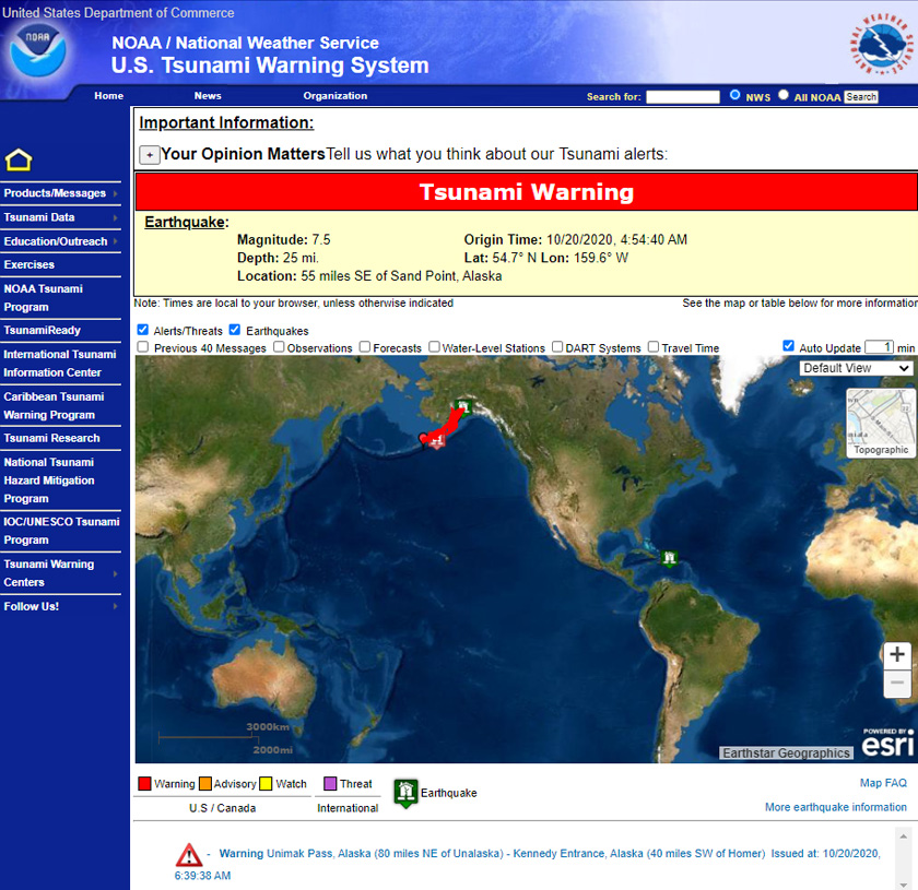 Amaran tsunami yang dikeluarkan