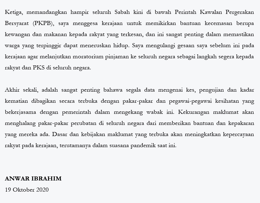 Kenyataan Media Datuk Seri Anwar Ibrahim