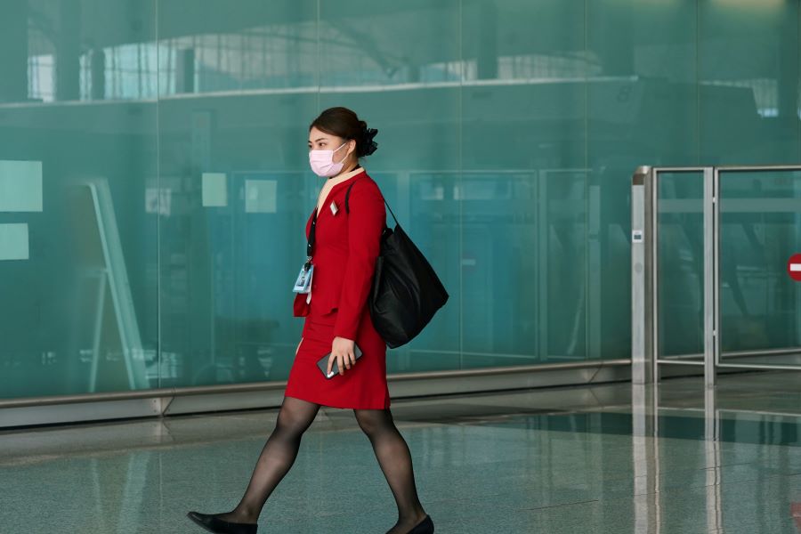 Cathay Pacific and Cathay Dragon logos are seen near a counter at Hong Kong International Airport, China October 20, 2020. REUTERS Pic