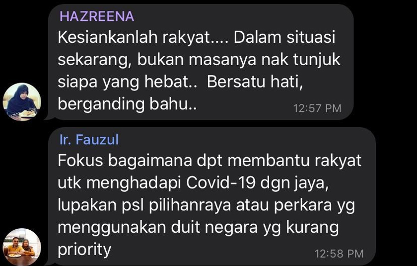Luahan netizen di Telegram.