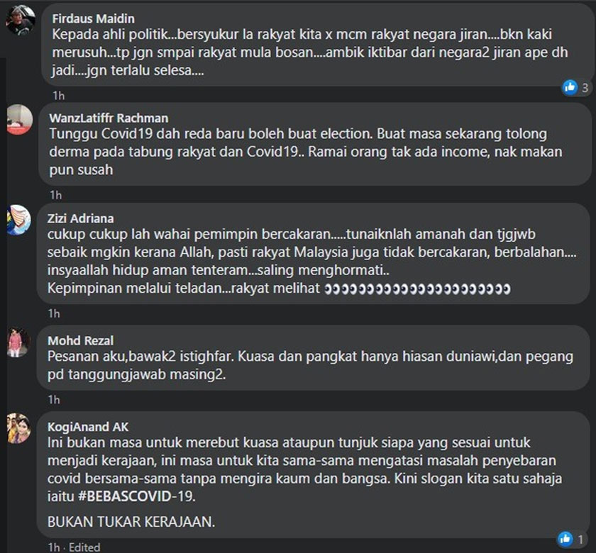 Antara komen dan pesanan di Facebook Astro AWANI.