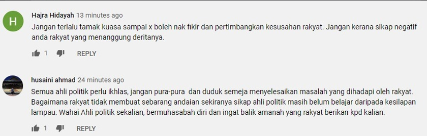Ahli politik perlu ikhlas, jangan tamak, kata netizen.