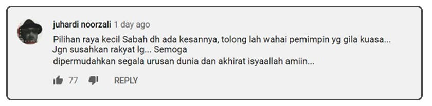 Seorang netizen di YouTube Astro AWANI mahu darurat kesihatan dilaksanakan.