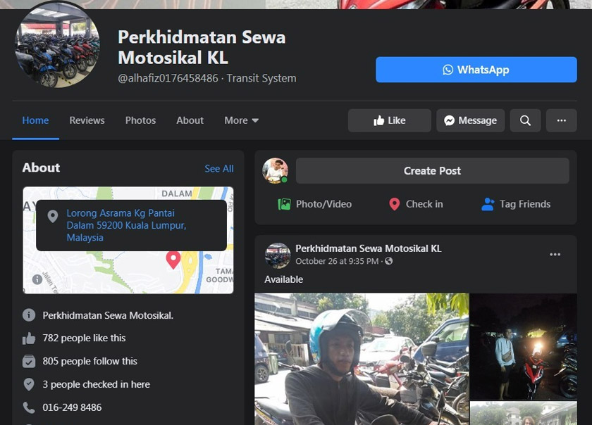 Anda boleh mempromosikan sewaan motosikal anda di pelbagai platform media sosial yang ada.