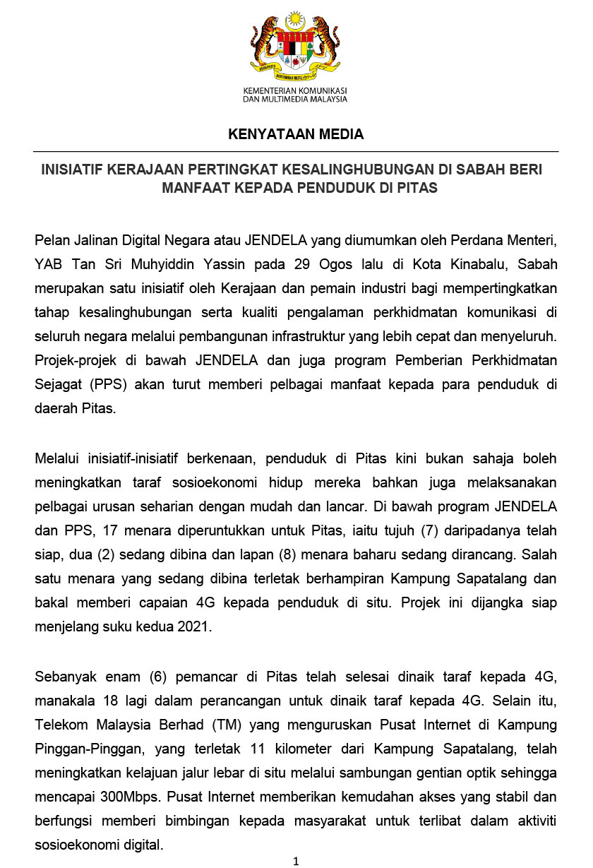 Kenyataan media KKMM