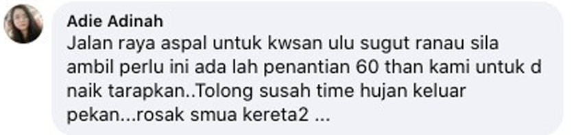 Komen Adie Adinah di Facebook