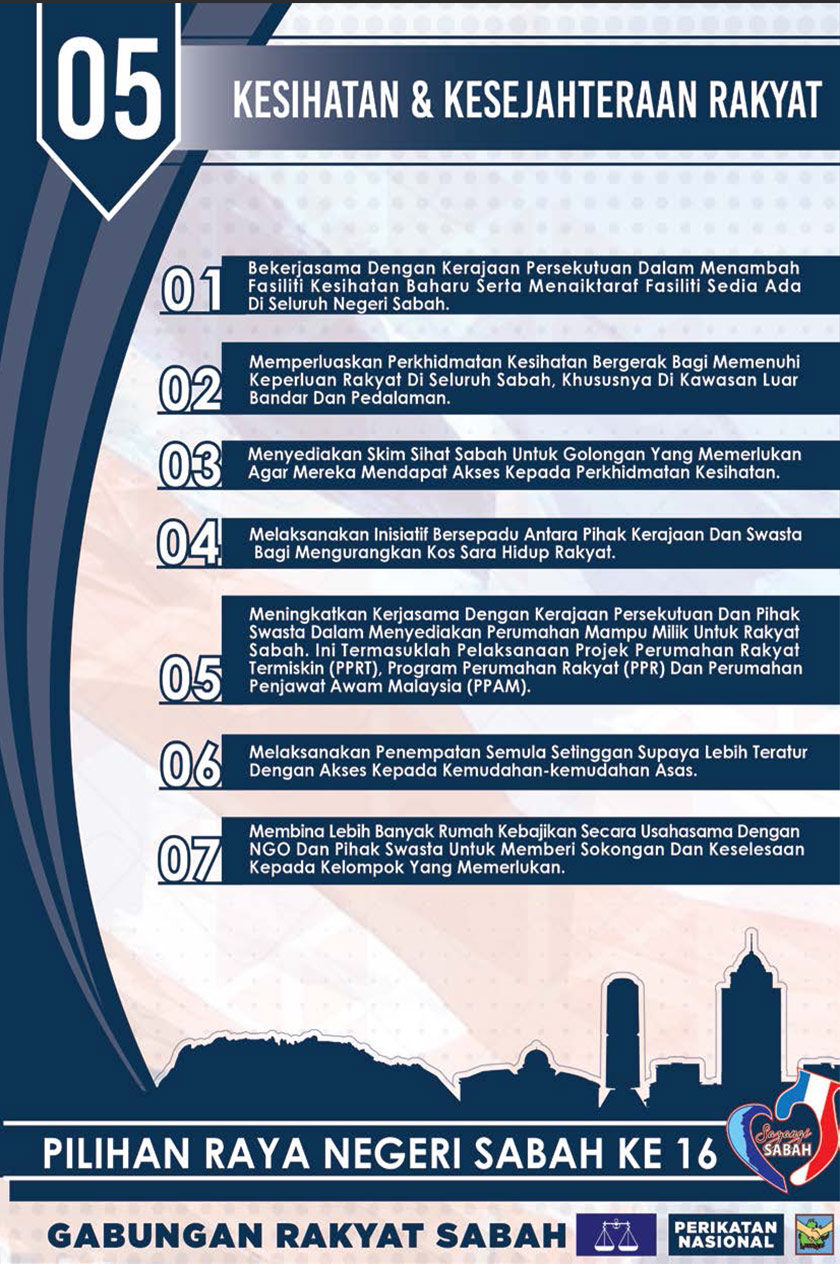 Manifesto Gabungan Rakyat Sabah seperti yang diumumkan Perdana Menteri Tan Sri Muhyiddin Yassin di Kota Kinabalu, hari ini.