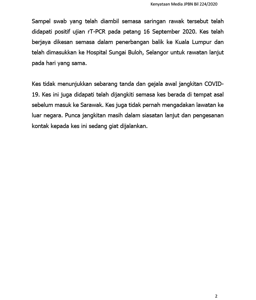 Laporan JPBN Sarawak pada Khamis. 