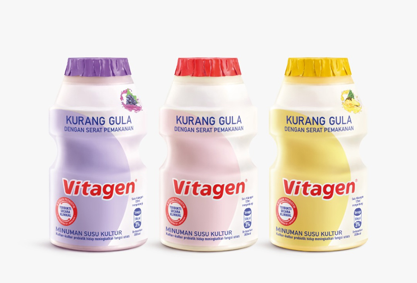 (Kiri ke Kanan): VITAGEN Kurang Gula (Perisa Anggur, Perisa LB dan Perisa Nanas). - Foto VITAGEN