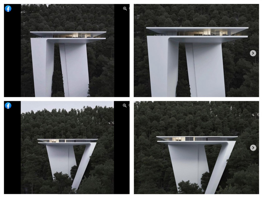 Perbandingan skrin tangkapan skrin gambar-gambar dari catatan Facebook yang mengelirukan (kiri) dan gambar asli (kanan). - Foto AFP