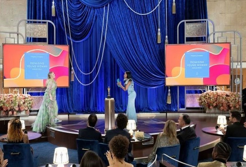 Regina King presents the Oscar for Original Screenplay to Emerald Fennell during the live ABC Telecast of The 93rd Oscars in Los Angeles, California, U.S., April 25, 2021. REUTERSpic