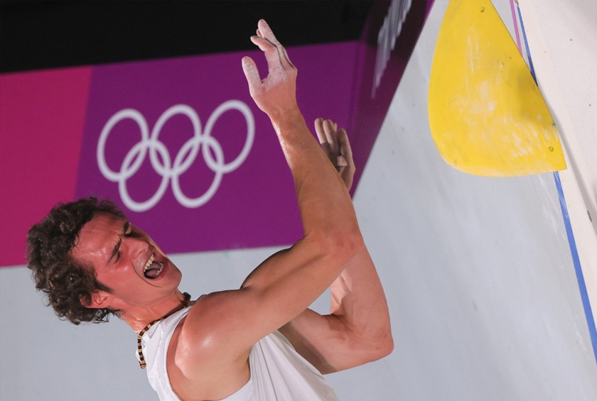  Adam Ondra of Czech Republic reacts as he fails to reach the top during the bouldering qualification