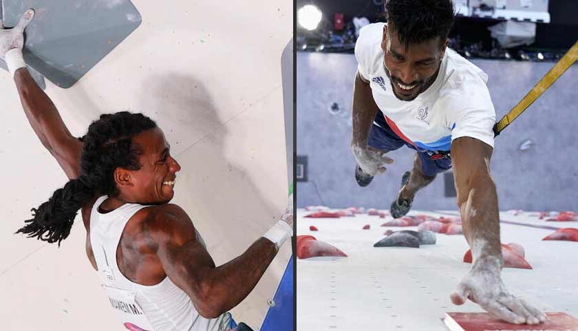 Mikael Mawem (left) and Bassa Mawem (right) of France in action, Tokyo 2020 Olympics - Sport Climbing - Men's Combined - Qualification - Aomi Urban Sports Park - Tokyo, Japan - August 3, 2021. -REUTERS