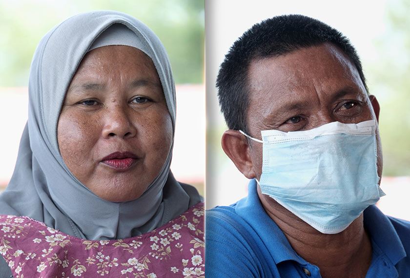 Siti Kartini (kiri) terus berjualan demi kelangsungan hidup, manakala Zainuddin memberitahu penduduk tempatan beralih pada kerja pertanian. - Bernama