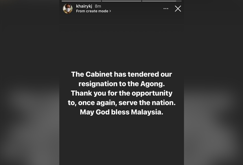 Khairy memuat naik kemas kini di Instagram Story hari ini