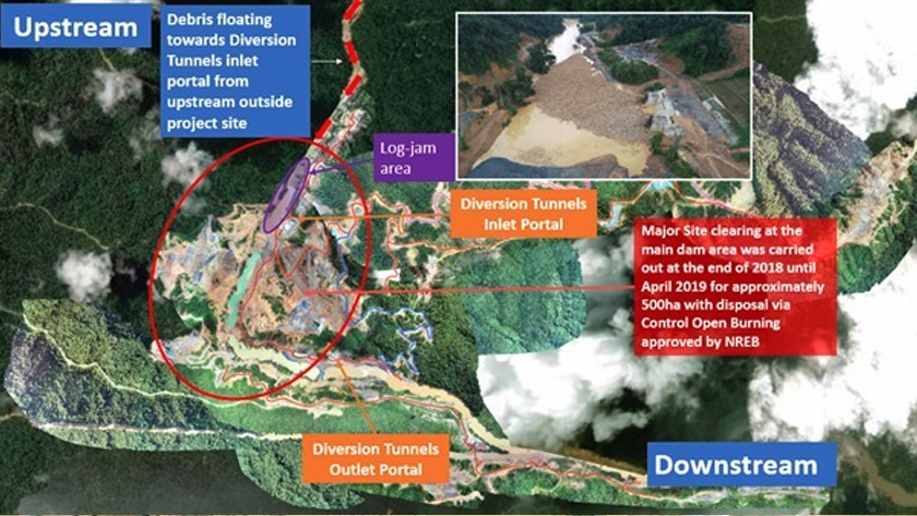 Perincian SEB bagi menafikan serpihan kayu berkenaan berpunca kerja-kerja pembersihan tapak HEP, sebaliknya aktiviti pembalakan di hulu sungai berkenaan. - Foto Sarawak Energy