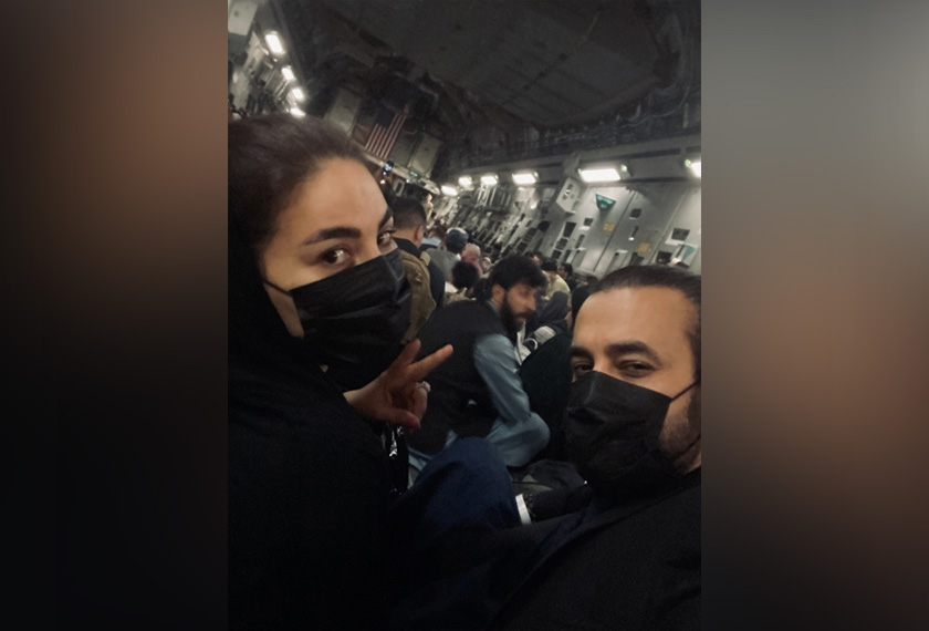 Afghan singer Aryana Sayeed is flown out of Kabul in this photo posted on her Instagram account @aryanasayeedofficial one week ago. -Courtesy of @aryanasayeedofficial/via REUTERS