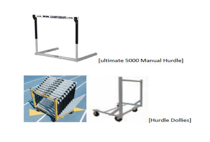Hurdles (for 100m, 110, and 400m hurdling events) and Hurdle Dollies