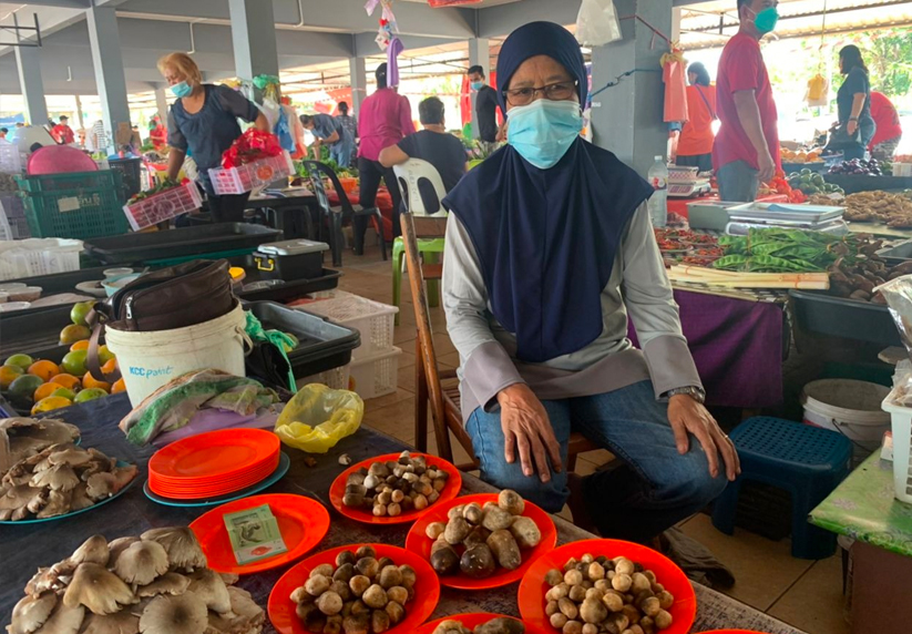 Longgokan cendawan sawit yang dijual oleh Sadiah - Gambar Astro AWANI